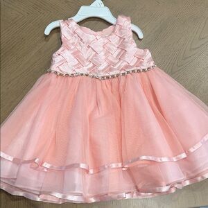 Rare Editions Pink Woven Bodice Dress